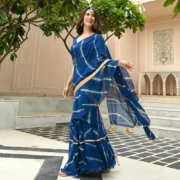 Blue Leheriya Draped Saree